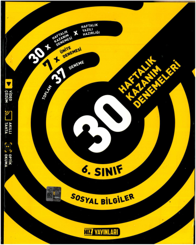 6.Sınıf Sosyal Bilgiler Haftalık Kazanım Denemeleri Hız Yayınları YKS Fotokopi