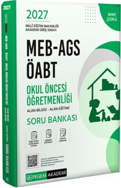 ÖABT MEB-AGS Okul Öncesi Öğretmenliği Soru Bankası Çözümlü Pegem Akademi Yayınları YKS Fotokopi