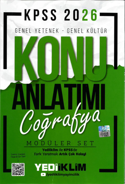 COĞRAFYA Yediiklim 2026 KPSS Genel Yetenek Genel Kültür Konu Anlatımı Modüler Yediiklim Yayınları YKS Fotokopi