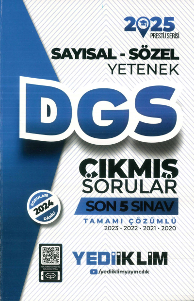 2025 DGS Sayısal-Sözel Yetenek Tamamı Çözümlü Son 5 Sınav Çıkmış Sorular Yediiklim Yayınları YKS Fotokopi