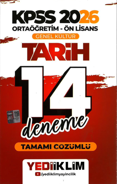 2026 KPSS Ortaöğretim Ön Lisans Genel Kültür Tarih Tamamı Çözümlü 14 Deneme Yediiklim Yayınları YKS Fotokopi