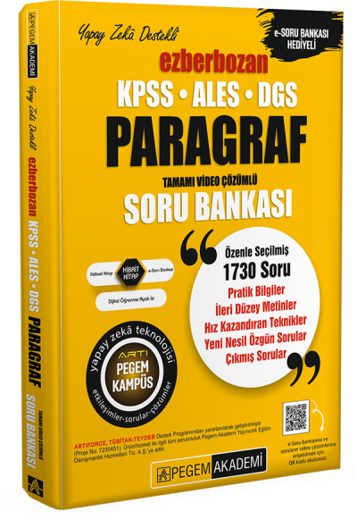 2026 AGS-KPSS-ALES-DGS Ezberbozan Paragraf Tamamı Video Çözümlü Soru Bankası Pegem Akademi Yayıncılık YKS Fotokopi