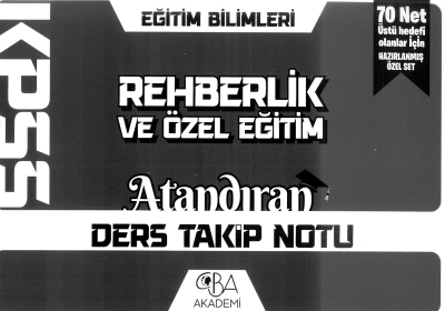 REHBERLİK VE ÖZEL EĞİTİM ATANDIRAN DERS TAKİP NOTU YKS Fotokopi