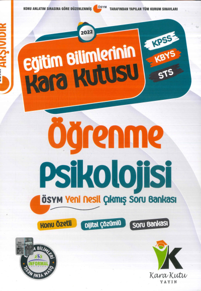 ÖĞRENME PSİKOLOJİSİ KONU ÖZETLİ DİJİTAL ÇÖZ. SORU BANKASI YKS Fotokopi