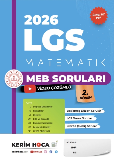 2026 LGS Matematik Meb Soruları Kitabı Kerim Hoca YKS Fotokopi