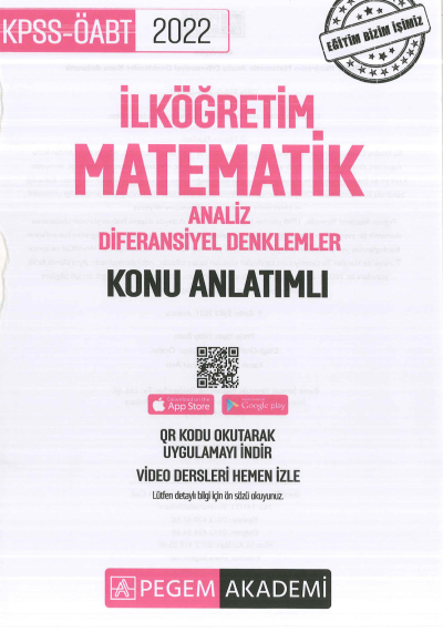İLKÖĞRETİM MATEMATİK ANALİZ- DİFERANSİYEL DENKLEMLER KONU ANLATIMLI YKS Fotokopi