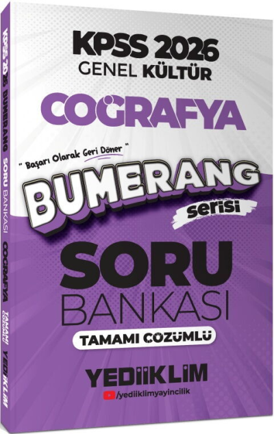 2026 KPSS Genel Kültür Bumerang Coğrafya Tamamı Çözümlü Soru Bankası Yediiklim Yayınları YKS Fotokopi