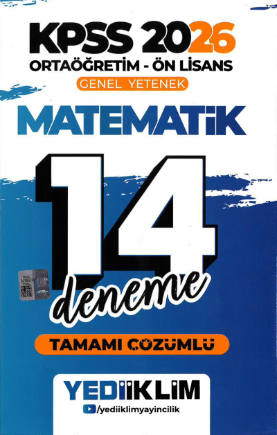 2026 KPSS Ortaöğretim Ön Lisans Genel Yetenek Matematik Tamamı Çözümlü 14 Deneme Yediiklim Yayınları YKS Fotokopi
