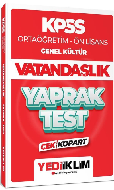 KPSS Lise Ortaöğretim Ön Lisans Vatandaşlık Yaprak Test Çek Kopart Yediiklim Yayınları YKS Fotokopi