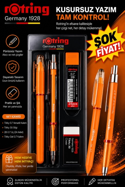 Rotring 0.7 Uçlu Kalem Jel Kalem Silgi Uç Set YKS Fotokopi