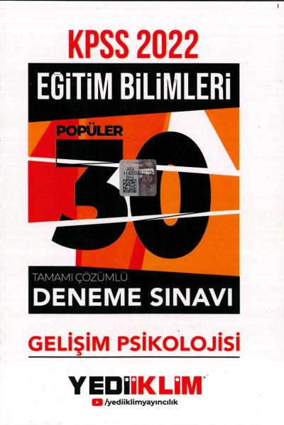 GELİŞİM PSİKOLOJİSİ 30LU DENEME SINAVI TAMAMI ÇÖZÜMLÜ YKS Fotokopi