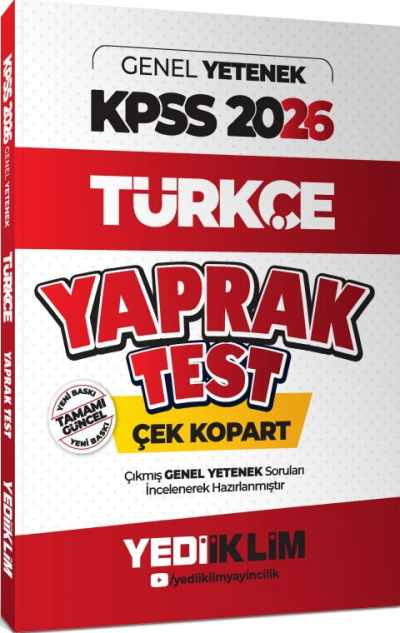 2026 KPSS Genel Yetenek Türkçe Çek Kopart Yaprak Test Yediiklim Yayınları YKS Fotokopi