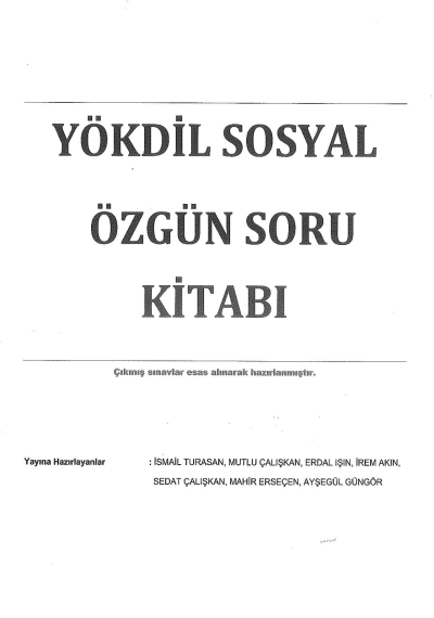 YÖKDİL SOSYAL ÖZGÜN SORU KİTABI YKS Fotokopi