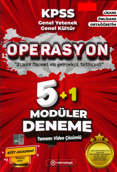 KPSS Genel Kültür Genel Yetenek Operasyon 5 Deneme Video Çözümlü Mehmet Eğit Yayınları YKS Fotokopi