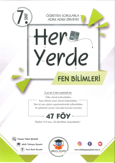 7. Sınıf Her Yerde Fen Bilimleri Soru Bankası Zeka Küpü Yayınları YKS Fotokopi