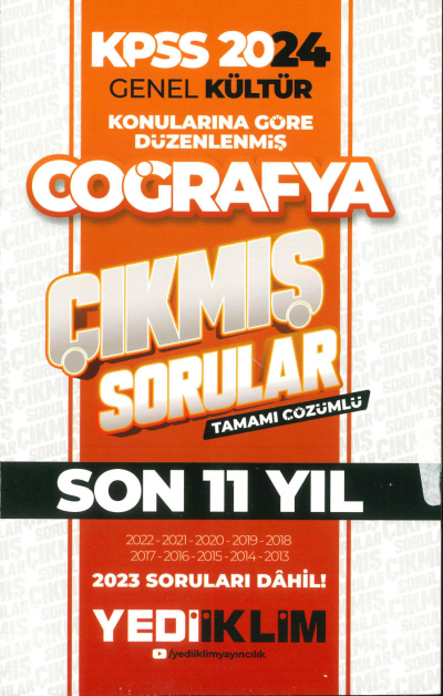 KONULARINA GÖRE DÜZENLENMİŞ COĞRAFYA SON 11 YIL TAMAMI ÇÖZÜMLÜ (2013-2023) YKS Fotokopi