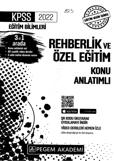 2022 KPSS Eğitim Bilimleri REHBERLİK VE ÖZEL EĞİTİM KONU ANLATIM YKS Fotokopi