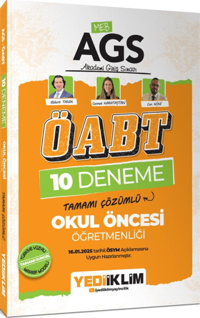 2025 MEB AGS ÖABT Okul Öncesi Öğretmenliği Tamamı Çözümlü 10 Deneme Yediiklim Yayınları YKS Fotokopi