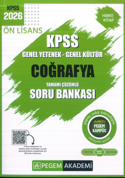 Ön Lisans KPSS Coğrafya Tamamı Çözümlü Soru Bankası Pegem Akademi YKS Fotokopi