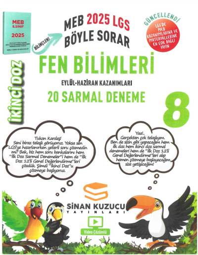 Sinan Kuzucu Yayınları 8. Sınıf İkinci Doz Fen Bilimleri 20 Sarmal Branş Deneme YKS Fotokopi