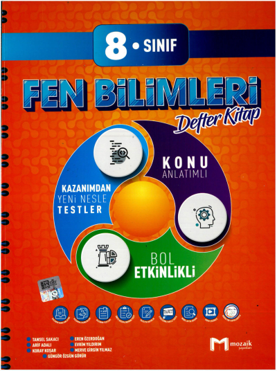8. Sınıf Fen Bilimleri İntro Defter Kitap Mozaik Yayınları YKS Fotokopi