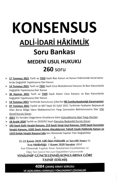 KONSENSUS ADLİ İDARİ HAKİMLİK SORU BANKASI MEDENİ USUL HUKUKU 17. BASKI