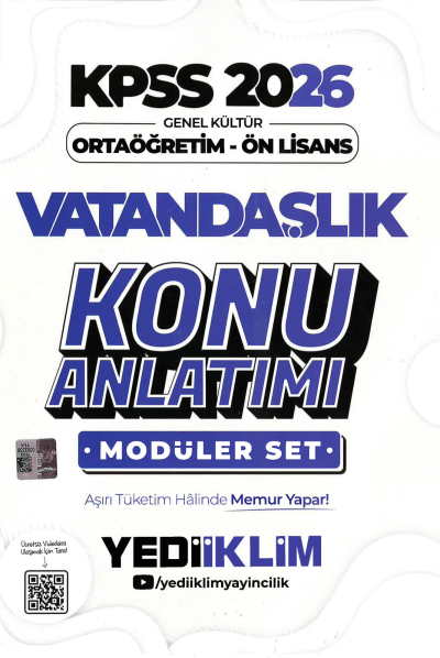 2026 KPSS Lise Ortaöğretim Ön Lisans Konu Anlatımlı Modüler VATANDAŞLIK Yediiklim Yayınları YKS Fotokopi