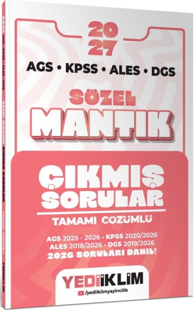 MEB AGS KPSS ALES DGS Sözel Mantık Tamamı Çözümlü Çıkmış Sorular Yediiklim Yayınları YKS Fotokopi