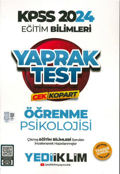 ÖĞRENME PSİKOLOJİSİ YAPRAK TEST YKS Fotokopi