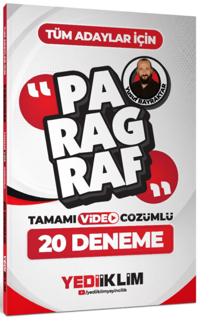 Tüm Adaylar İçin Paragraf Tamamı Video Çözümlü 20 Deneme Yediiklim Yayınları