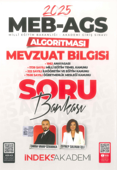 2025 MEB AGS Algoritması Mevzuat Bilgisi Soru Bankası Çözümlü İndeks Akademi Yayıncılık YKS Fotokopi