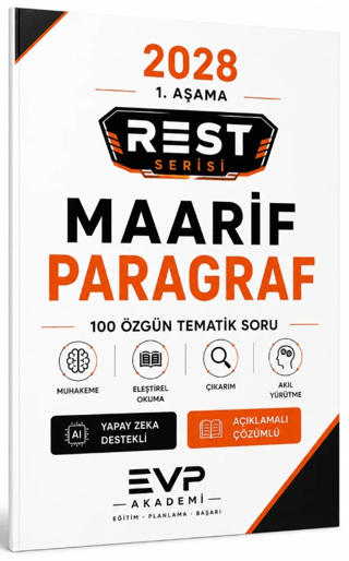 2028 REST Serisi Maarif Model Paragraf Soru Bankası 100 Özgün Tematik Soru Çözümlü EVP Akademi