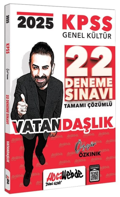 2025 KPSS GK Vatandaşlık Tamamı Çözümlü 22 Deneme Sınavı HocaWebde Yayınları YKS Fotokopi
