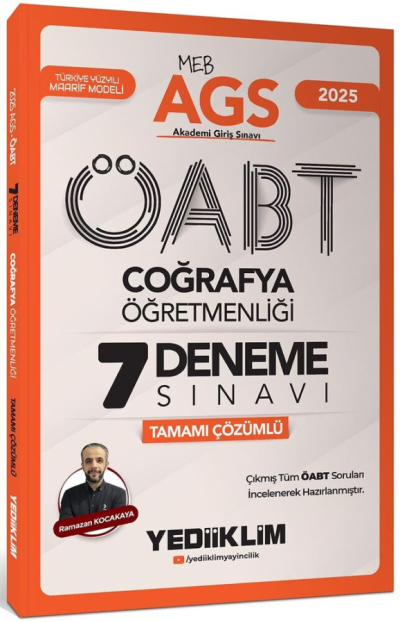 2025 MEB AGS ÖABT Coğrafya Öğretmenliği Tamamı Çözümlü 7 Deneme Sınavı Yediiklim Yayınları YKS Fotokopi