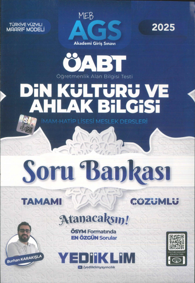 2025 MEB AGS ÖABT Din Kültürü ve Ahlak Bilgisi Tamamı Çözümlü Soru Bankası Yediiklim Yayınları YKS Fotokopi