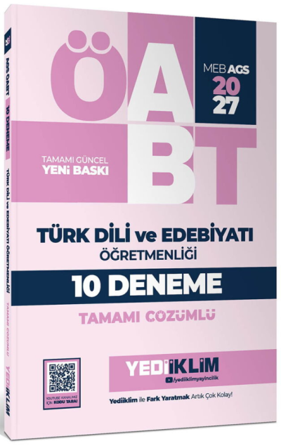 2027 MEB AGS ÖABT Türk Dili ve Edebiyatı Öğretmenliği Tamamı Çözümlü 10 Deneme Yediiklim Yayınları YKS Fotokopi