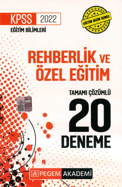 REHBERLİK VE ÖZEL EĞİTİM 20 DENEME ÇÖZÜMLÜ YKS Fotokopi