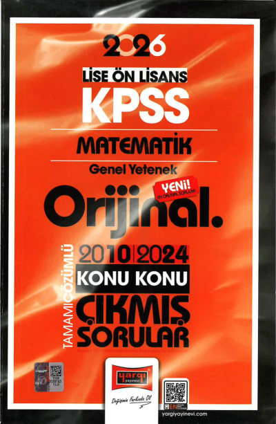 2026 KPSS Lise-Önlisans Matematik Orijinal 2010-2024 Konu Konu Çıkmış Sorular Yargı Yayınları YKS Fotokopi