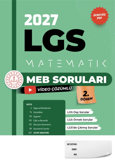 2027 LGS Matematik MEB Soruları 2. Dönem YKS Fotokopi