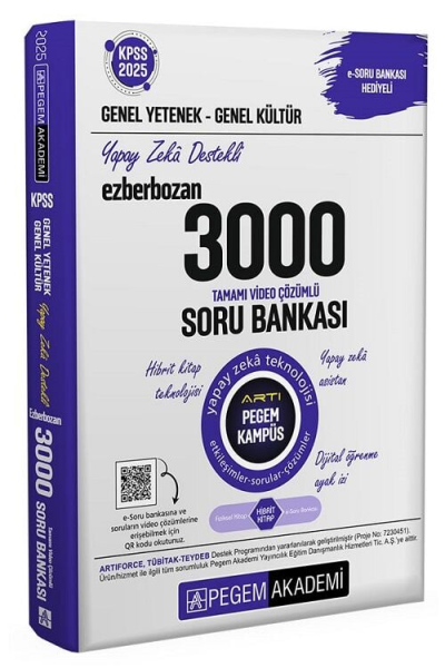 2025 KPSS Genel Yetenek Genel Kültür Ezberbozan 3000 Tamamı Çözümlü Soru Bankası Pegem Akademi YKS Fotokopi