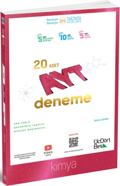 AYT Kimya 20 Deneme ÜçDörtBeş Yayınları YKS Fotokopi