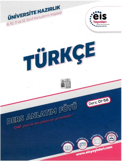 TYT AYT Türkçe Ders Anlatım Föyü Eis Yayınları (Ders: 01-58) 9-10-11-12. Sınıf Konularını Kapsar YKS Fotokopi