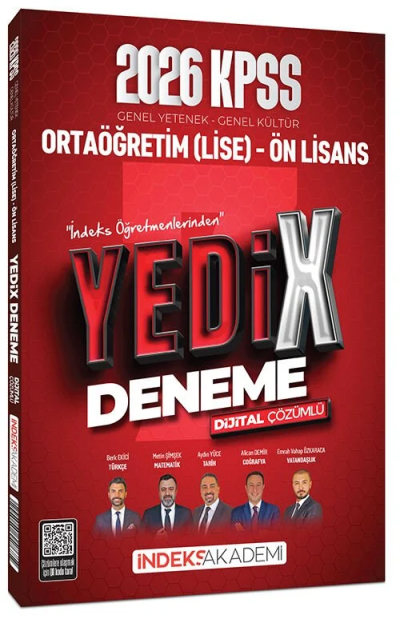 2026 KPSS Lise Ortaöğretim Ön Lisans YEDİX 7 Deneme Çözümlü İndeks Akademi Yayıncılık YKS Fotokopi