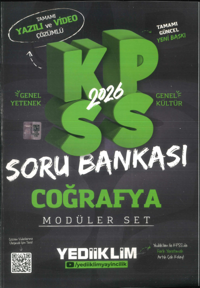 COĞRAFYA 2026 KPSS Genel Yetenek Genel Kültür Hem Yazılı Hem Video Çözümlü Soru Bankası Modüler Yediiklim Yayınları YKS Fotokopi