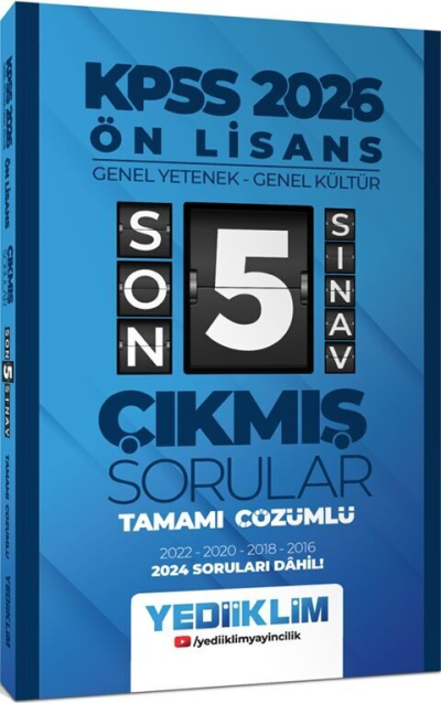 2026 KPSS Ön Lisans Genel Yetenek Genel Kültür Tamamı Çözümlü Son 5 Sınav Çıkmış Sorular Yediiklim Yayınları YKS Fotokopi