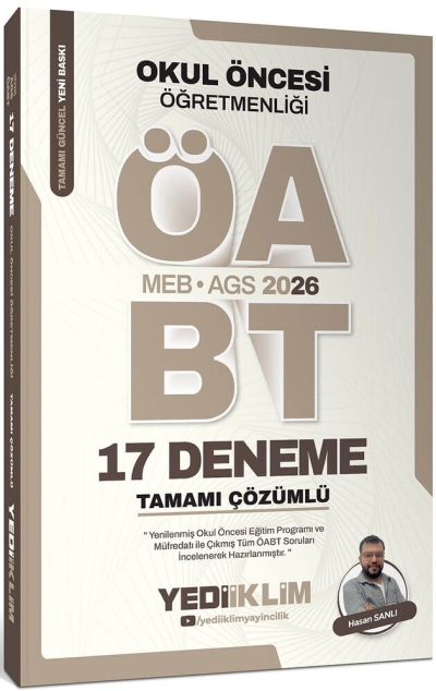 ÖABT MEB-AGS Okul Öncesi Öğretmenliği 17 Deneme Çözümlü - Hasan Sanlı Yediiklim Yayınları YKS Fotokopi