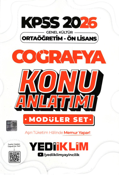 2026 KPSS Lise Ortaöğretim Ön Lisans Konu Anlatımlı Modüler COĞRAFYA Yediiklim Yayınları YKS Fotokopi