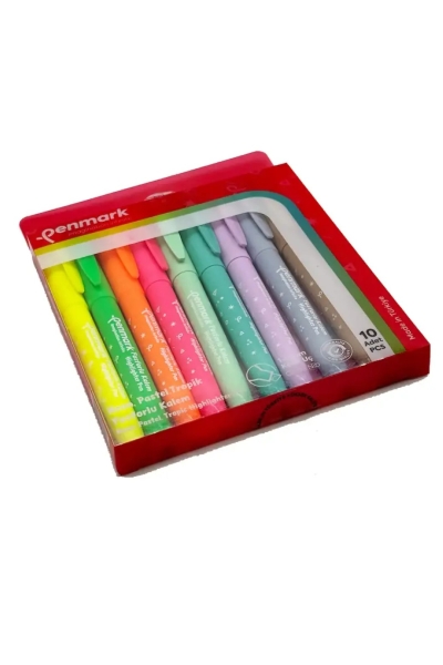 Penmark Kalem Tipi Fosforlu Bristol Kalem Neon Pastel Tropik Renkler 10 Lu YKS Fotokopi