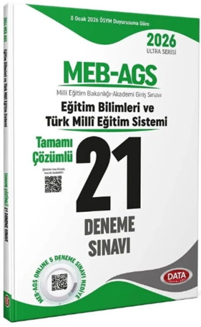 2026 MEB-AGS Eğitim Bilimleri ve Türk Milli Eğitim Sistemi 21 Deneme Çözümlü Ultra Serisi Data Yayınları YKS Fotokopi