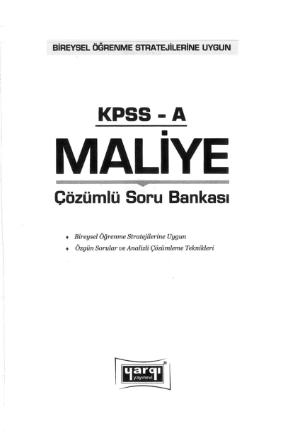 MALİYE ÇÖZÜMLÜ SORU BANKASI YKS Fotokopi